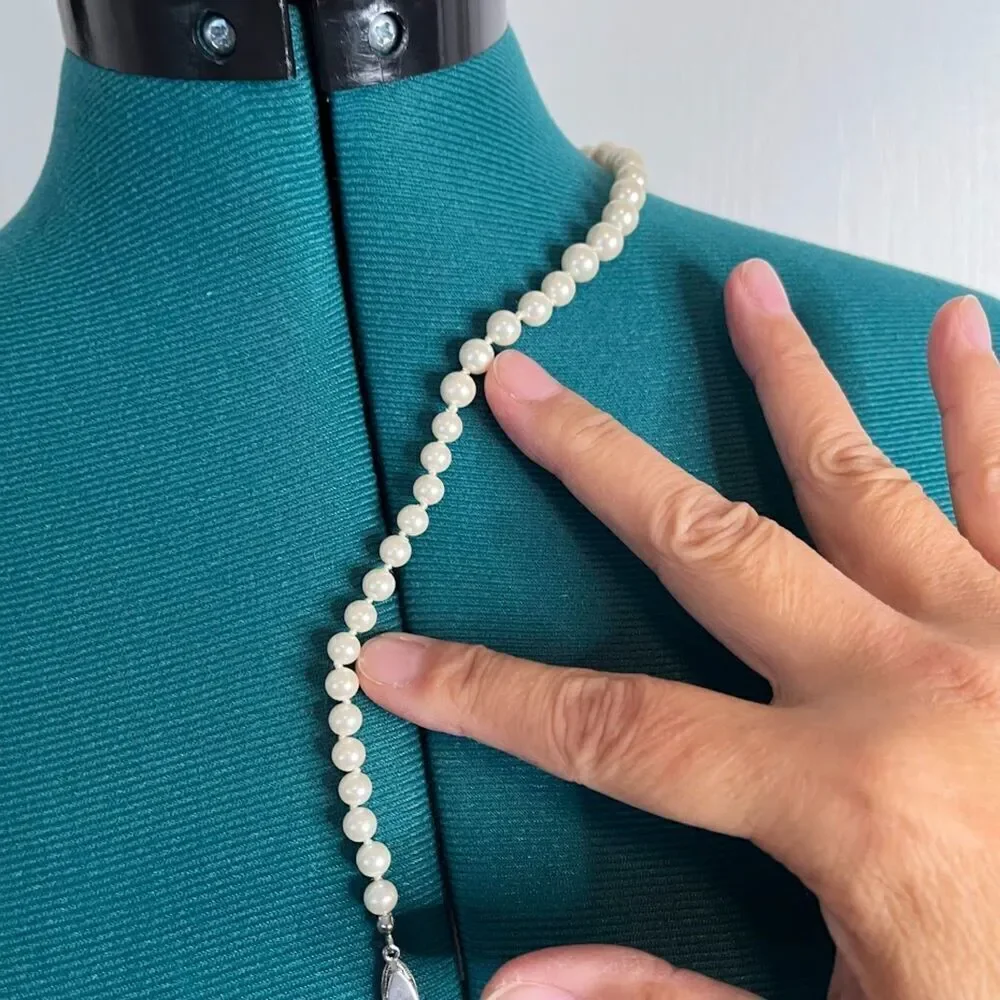 Beaded Long Graduated Faux Pearl Wedding Bridal Necklace